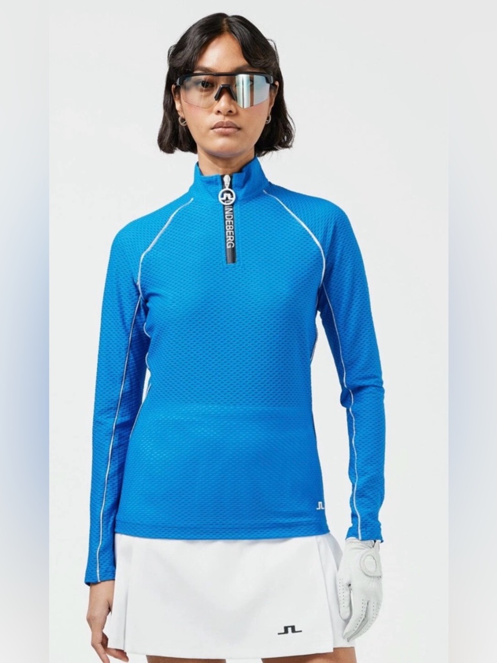 J.Lindeberg Jonah Mid-Layer Electric Blue Half-Zip Long Sleeve Top